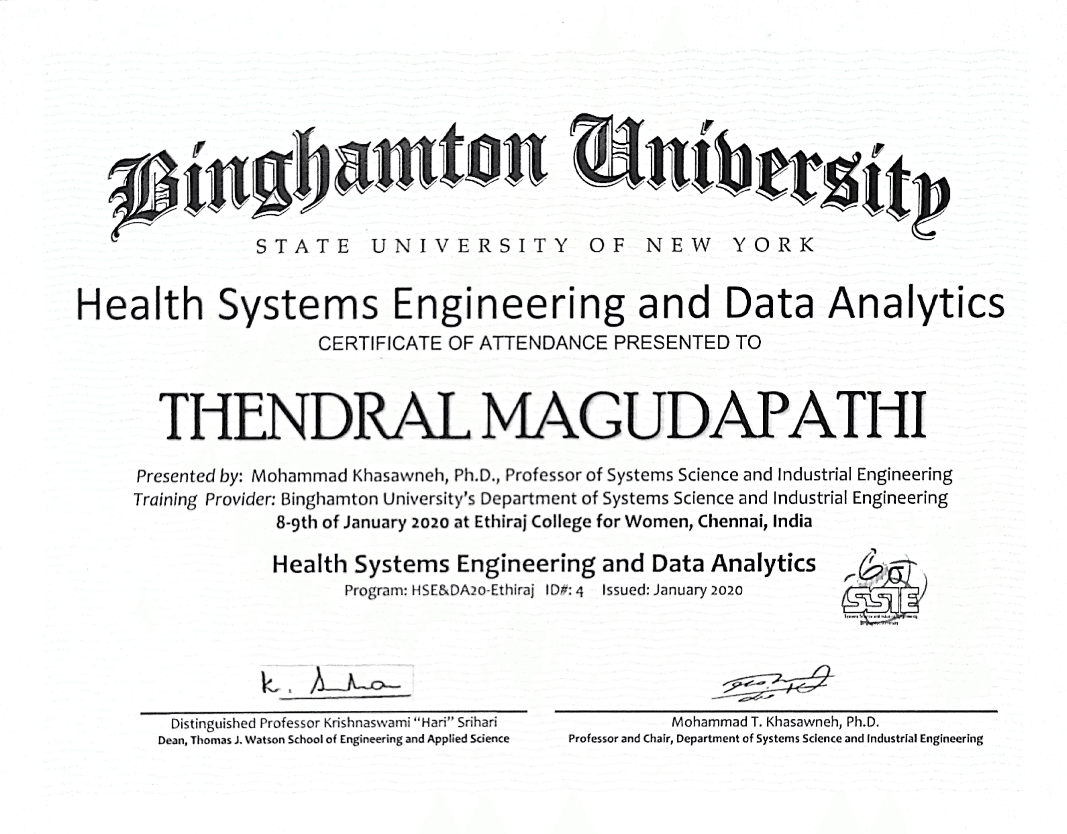 Binghamton University Data Analytics certificate